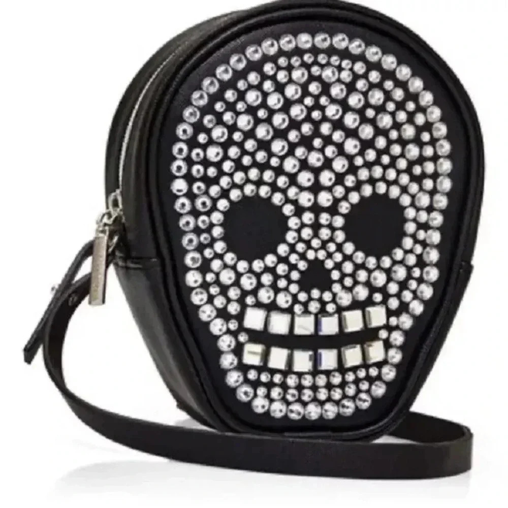 NWOT 2023 Bath & Body Work Crystal Bling Studded Skull Cosmetic/Crossbody